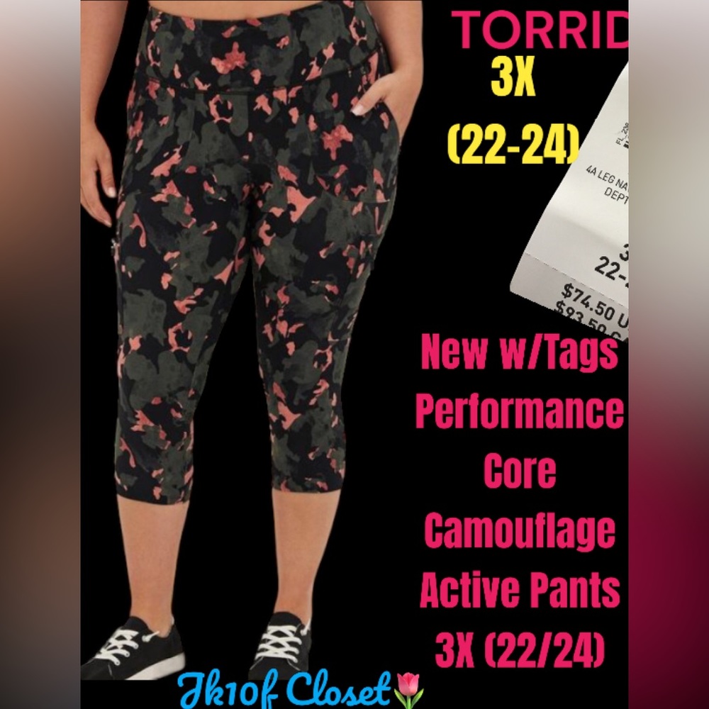 LOWEST🌺 NWT TORRID 3X PERFORMANCE CORE CAMO w/POCKETS CROP PANTS - Picture 12 of 12
